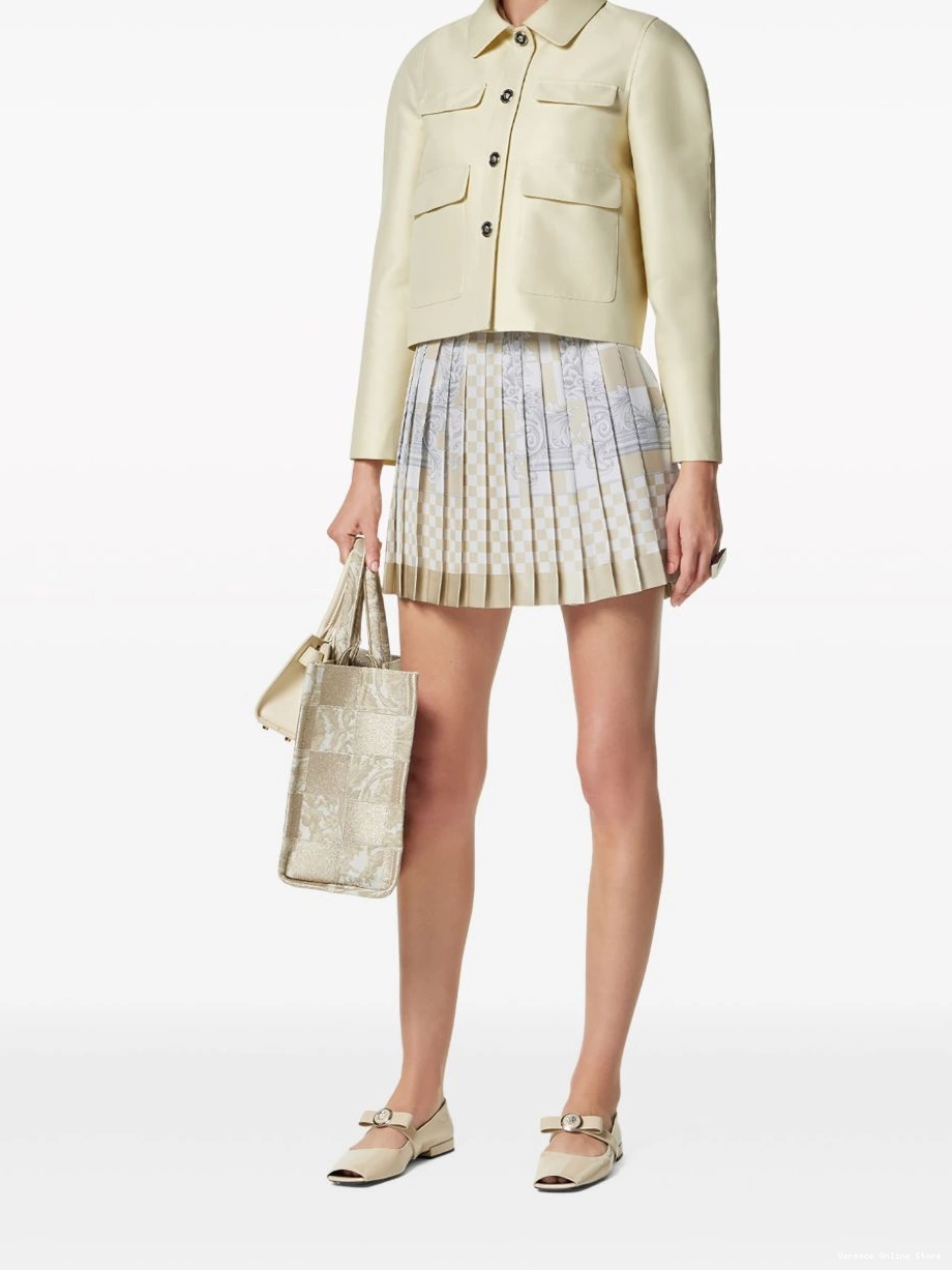 Affordable Barocco silk checkerboard-print Versace miniskirt Women 0409